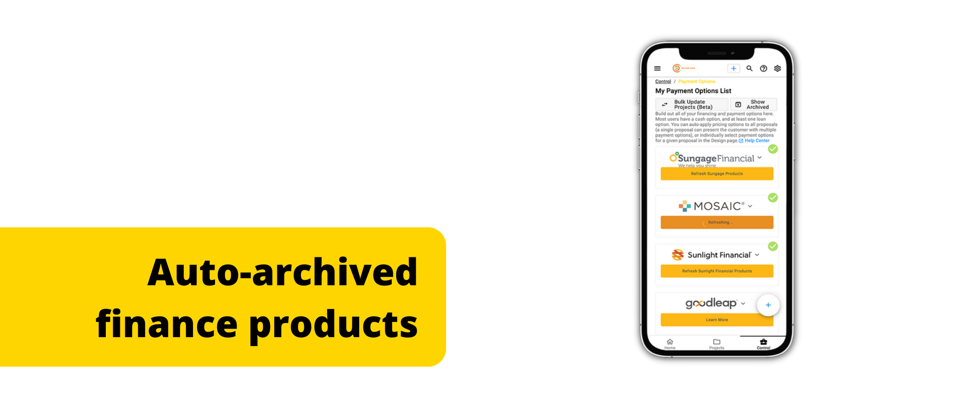Auto-archived finance products