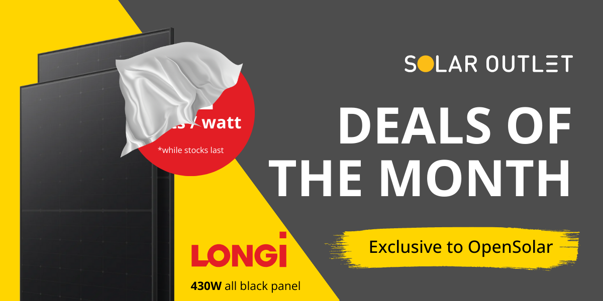 OpenSolar Exclusive Deals of the Month from Solar Outlet